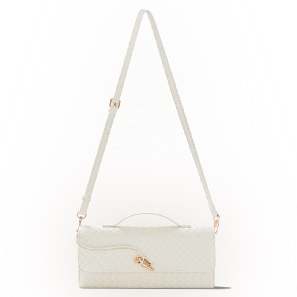 Few Moda Theia Bag Cream vegan leather streamline purse top handle clutch purse